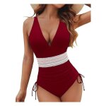 Maillot de bain une pi�ce taille haute gainant femme push - up bretelles r�glables ? m multicolore