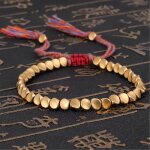 Fait  la main bouddhiste tibtain coton tress perles de cuivre chanceux corde bracelet femmes et hommes ...
