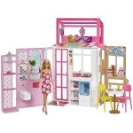 Maison de barbie - barbie - coffret 2 niveaux - entirement meuble - 4 zones de jeu