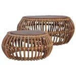 Maison * bout canapé - ensemble de 2 tables basses - contemporain - rotin naturel(9671) Maison * bout canapé - ensemble de 2 tables basses - contemporain - rotin naturel(9671)