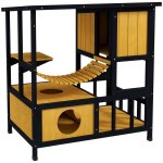 Maison pour chat - pont suspendu - imperm�able - 84. 5x60x88 cm - jaune - pour 1 - 2 chats jusqu� 5kg ...