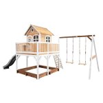 Maison enfant axi liam avec bac  sable 2 balanoires & toboggan gris en bois aire de jeux pour lextrieur ...