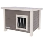 Maison extrieure pour chat - kerbl - eco eli - gris / blanc - 57 x 45 x 43 cm