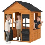 Maison de jeu ext�rieure - aiyaplay - demi - porte fen�tres bacs � fleurs - pour 3 - 8 ans - bois - 1106x1066x ...