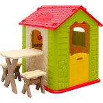 Maison de jeu en plastique maison de jardin pour enfants maisonnette + 1 table + 2 tabouret pour intrieur ...