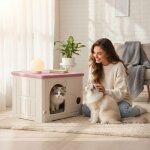 Niche chat plastique rose blanc �tanche ? maison int�rieur ext�rieur 54x41x38 cm robuste facile � nettoyer ...