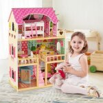 Costway maison de poupée en bois - 15 accessoires à 3 etages 59 x 30 x 91 cm cadeaux pour enfants 3 ans ... Costway maison de poupée en bois - 15 accessoires à 3 etages 59 x 30 x 91 cm cadeaux pour enfants 3 ans ...