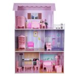 Maison de poupée en bois - woomax - 3 étages - 13 meubles inclus Maison de poupée en bois - woomax - 3 étages - 13 meubles inclus