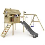 Maison sur pilotis bois wickey smart travel avec toboggan 220 cm anthracite et balan�oire ? 10 ans de ...