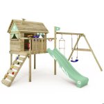 Maison sur pilotis bois wickey smart travel avec toboggan 220 cm vert pastel et balan�oire ? 10 ans de ...