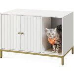 Maison de toilettes pour chat cache - litire avec tapis  griffer pieds hauts table d?appoint 80 x 50 ...