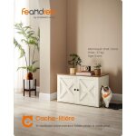 Maison de toilettes pour chat avec sparateur amovible 80 x 53 x 50 cm marron miel et blanc rustique