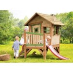 Maisonnette en bois robin avec toboggan rouge pour enfants axi