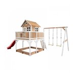 Maisonnette pour enfants axi liam avec bac à sable 2 balançoires et toboggan rouge Maisonnette pour enfants axi liam avec bac à sable 2 balançoires et toboggan rouge