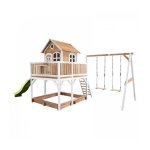 Maisonnette pour enfants axi liam avec bac à sable 2 balançoires et toboggan vert clair Maisonnette pour enfants axi liam avec bac à sable 2 balançoires et toboggan vert clair
