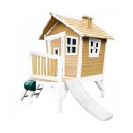 Maisonnette pour enfants axi robin avec toboggan blanc - maison de jeu en bois pour lext�rieur - marron ...