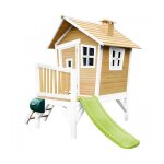 Maisonnette pour enfants axi robin avec toboggan vert clair pour lext�rieur en marron et blanc