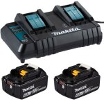 Makita pack de 2 batteries li - ion 18v 6ah bl1860b + chargeur double dc18sh