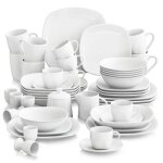 Malacasa 50pcs service de table porcelaine assiettes saladier bol tasses sous - tasses coquetier pot ...