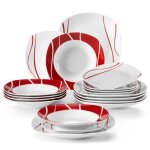Malacasa assiette srie felisa 18 pices service de table complet en porcelaine motif  rayures blanches ...
