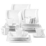 Malacasa assiette srie flora 30pcs service complet de table set de vaisselle - 6 assiette plate / creuse ...