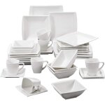 Malacasa blance 36pcs service de table services � caf� 6pcs x tasses souscoupes assiette � dessert creuse ...