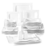 Malacasa mario 28pcs service de table porcelaine 6 assiettes  dessert plates creuse bols 2 plats 2 salire ...