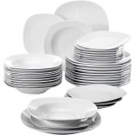 Malacasa srie elisa 36pcs service de table porcelaine 12 assiettes creuse 12 assiette  dessert 12 assiette ...