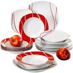 Service de table porcelaine malacasa s�rie felisa 18pcs assiettes creuse assiette � dessert assiette ...