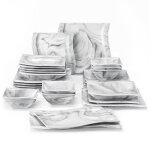 Malacasa srie flora 26 pices service de table porcelaine marbre 6 bols 6 assiettes  dessert 6 assiettes ...