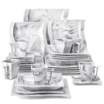 Malacasa srie flora 30pcs service de table porcelaine marbre service complet pour 6 personnes assiettes ...