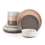 Malacasa tara 12 pi�ces service de table en porcelaine ensemble dassiettes et de bols pour 4 personnes ...