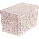 Malle en osier blanc - creme - industriel - loft - 60x39x39 cm