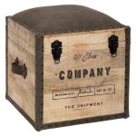 Malle pouf silas bois naturel - atmosphera cr�ateur dint�rieur