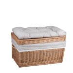 Malle de rangement en osier avec coussin si�ge beige - 60�39�39 cm (taille moyenne)