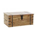 Malle de rangement - wadiga - acacia - bois massif - mtal noir - style industriel