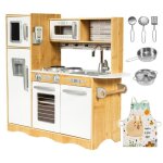 Mamabrum cuisine enfant en bois clairage led xxl 92 x 30 x 825 cm ustensiles tablier frigo micro - ondes ...