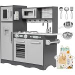 Mamabrum cuisine enfant en bois clairage led xxl 92 x 30 x 825 cm ustensiles tablier frigo micro - ondes ...