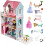 Grande maison de poupes en bois mamabrum clairage led jardin 3 tages 4 pices meubles mobiles piano ...