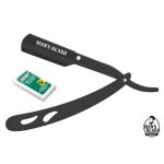 Mans beard - rasoir shavette en acier noir professionnel manuel de barbier traditionnel droit - haut ...