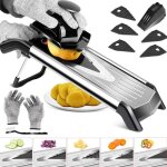 Mandoline de cuisine professionnelle - mastertop - inox - 5 lames en v - tranche et julienne