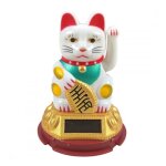 Maneki neko blanc / chat japonais � �nergie solaire 75cm