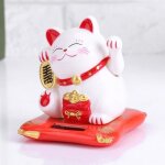 Dcoration - rac - maneki - neko solaire - blanc - mignon - bureau / voiture