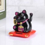 Maneki - neko solaire mignonne ondulant dcoration de chat pour maison - bureau - voiture(noir) - - - ...