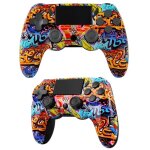 Manette gaminja compatible pc / ps4 / ps3 sans fil design graffiti vibration contr�leur gaming recharchable ...