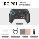 Manette de jeu rg p01 avec gyroscope six axes sans fil universelle pour pc et consoles de jeux noire ...