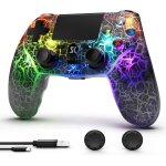 Manette sans fil pour ps4 - ediliq - motif de fissure - lumi�re rgb - compatible ps4 / slim / pro / pc ...