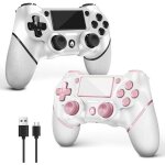 Manette sans fil pour ps4 - svatv - 2 pi�ces - rose et blanc - turbo - bouton retour - double vibration ...