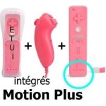 Manette de jeu - wii - compatible motion plus - nunchuck inclus - couleur rose - sans fil