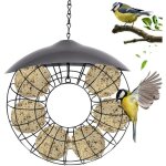 Mangeoire pour oiseaux � accrocher - borne � nourriture en m�tal - pour oiseaux sauvages - noir